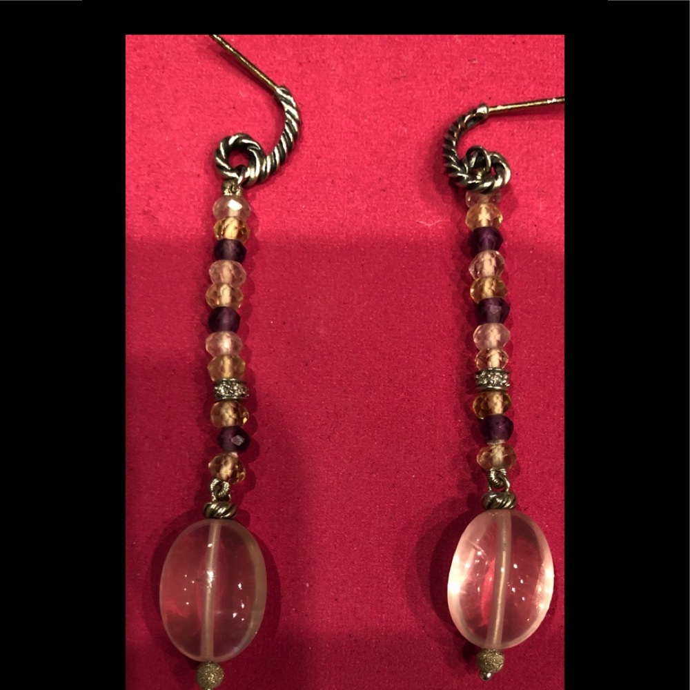 David Yurman Rose Quartz Tweejoux Earrings.